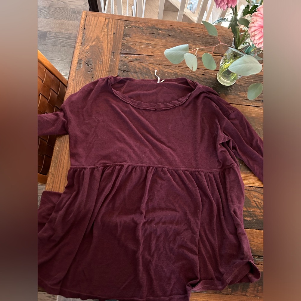 Free people “forever your girl” eggplant baby doll shirt